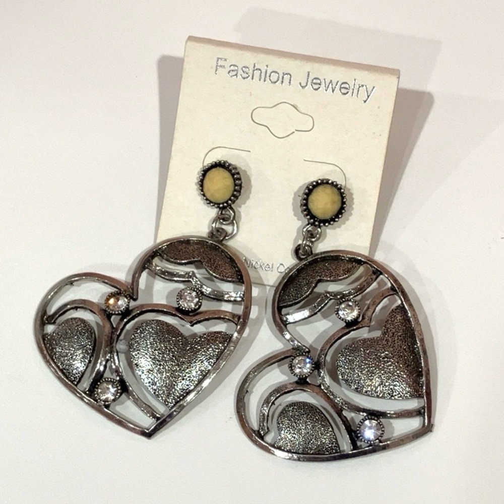 Fashion Jewelry Silver Heart Earrings